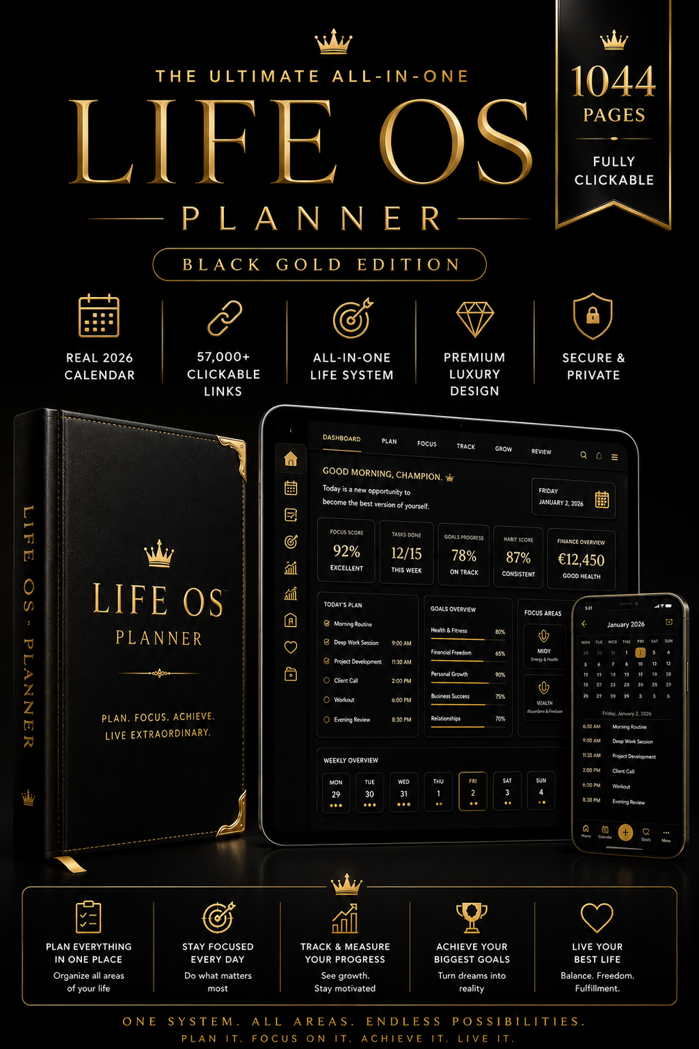 FLOWTERO Life OS Elite V2 | All-in-One Digital Planner & Life Operating System for iPad & Tablet