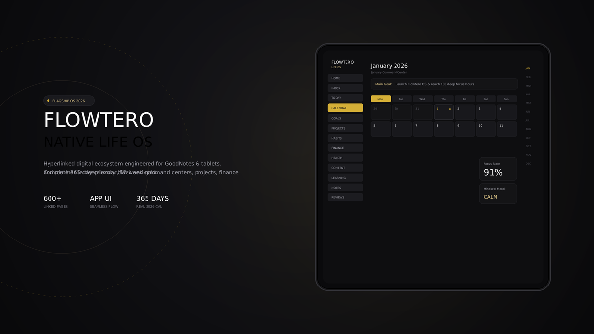 Flowtero Elite App UI | All-in-One Life Operating System